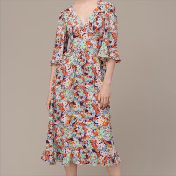Stine Goya Evelyn Floral Silk Midi Dress - Picture 1 of 9